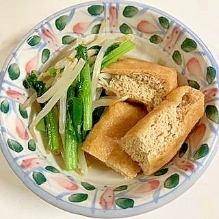 栃尾の油揚げ・小松菜・もやしのサッと煮